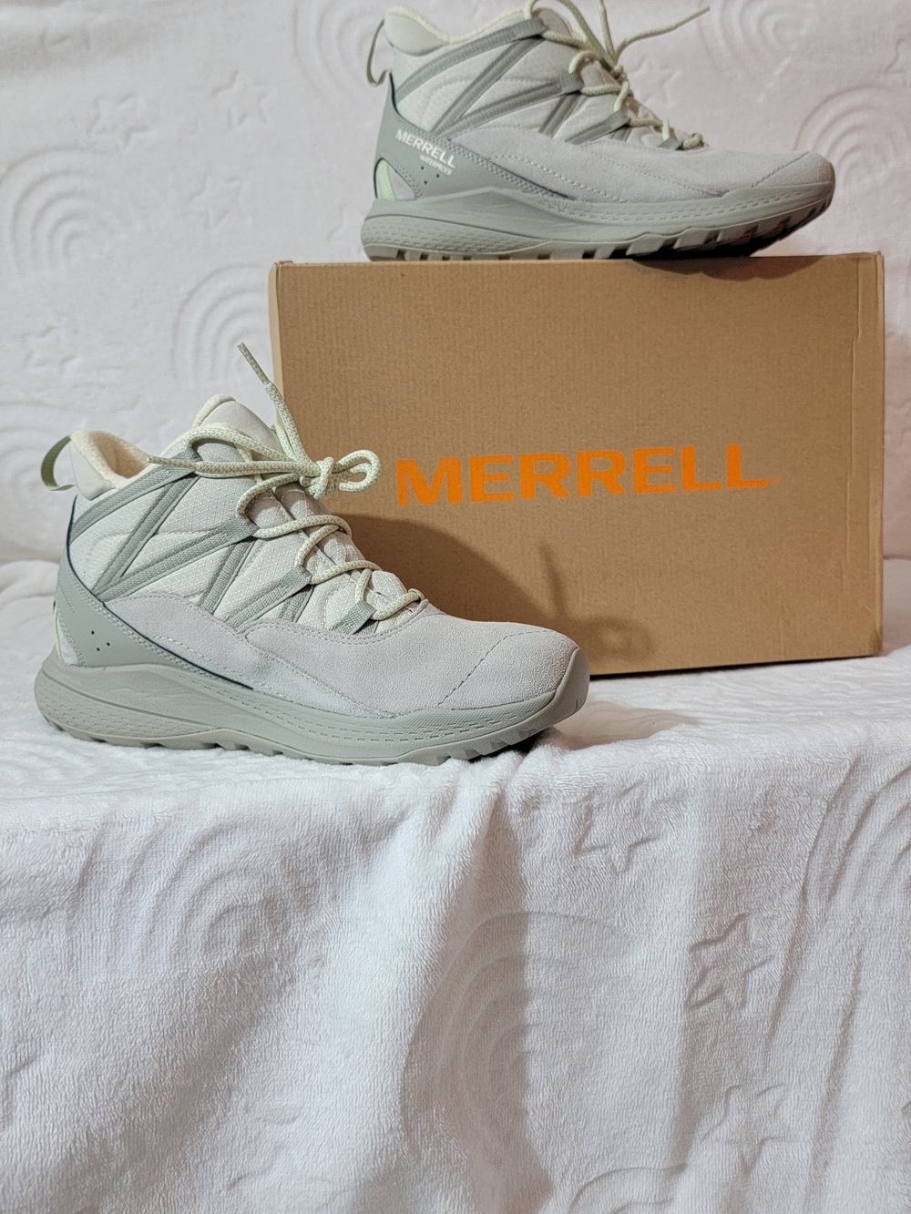 Merrell Light Gray Suede Hiking Sneakers